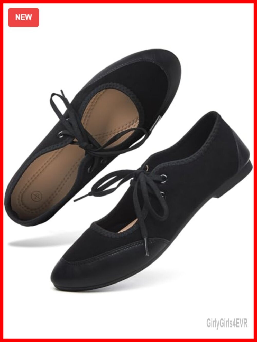 Chic Suede Lace Up Mary Jane Flats Ballet Shoes Round Toe